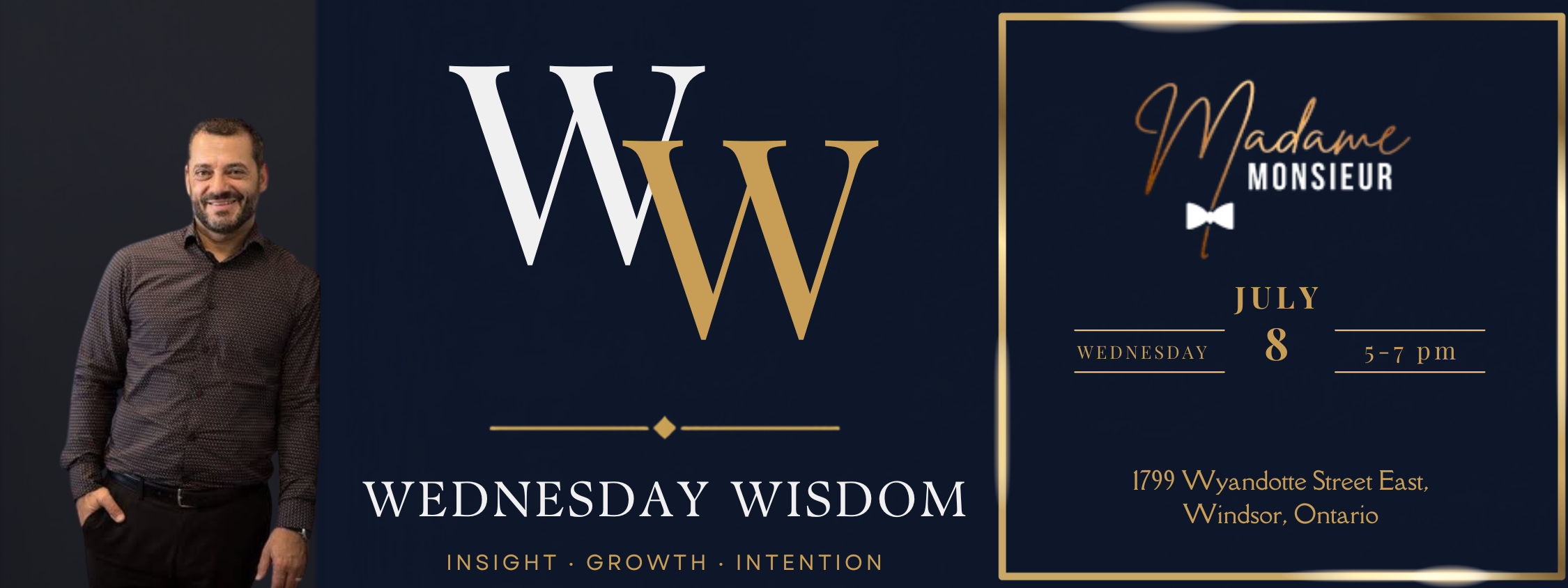 Wednesday Wisdom networking event, July 8, Madame Monsieur, Windsor